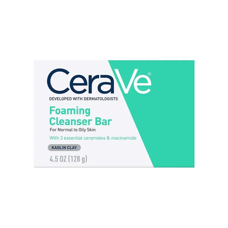 CeraVe Foaming Cleanser Bar for Oily Skin, Body and Face, Kaolin Clay 4.5 FL.OZ (128g)