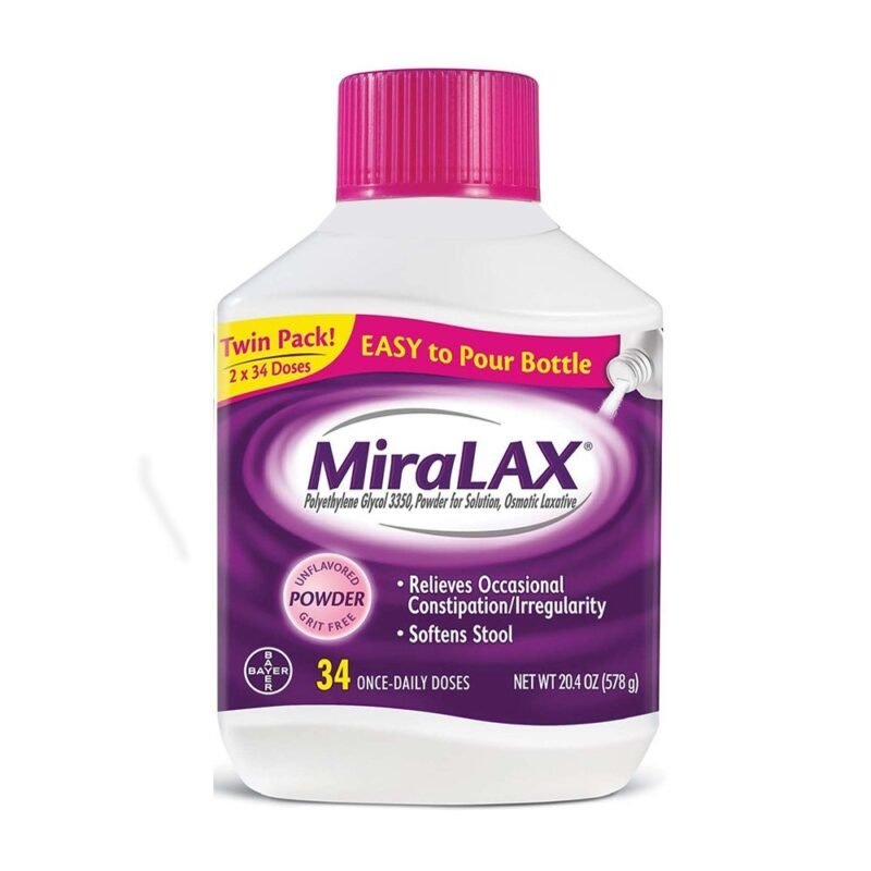 MiraLAX Polyethylene Glycol 3350, Powder For Solution, Osmotic Laxative 34 Once Daily Doses 20.4 Oz