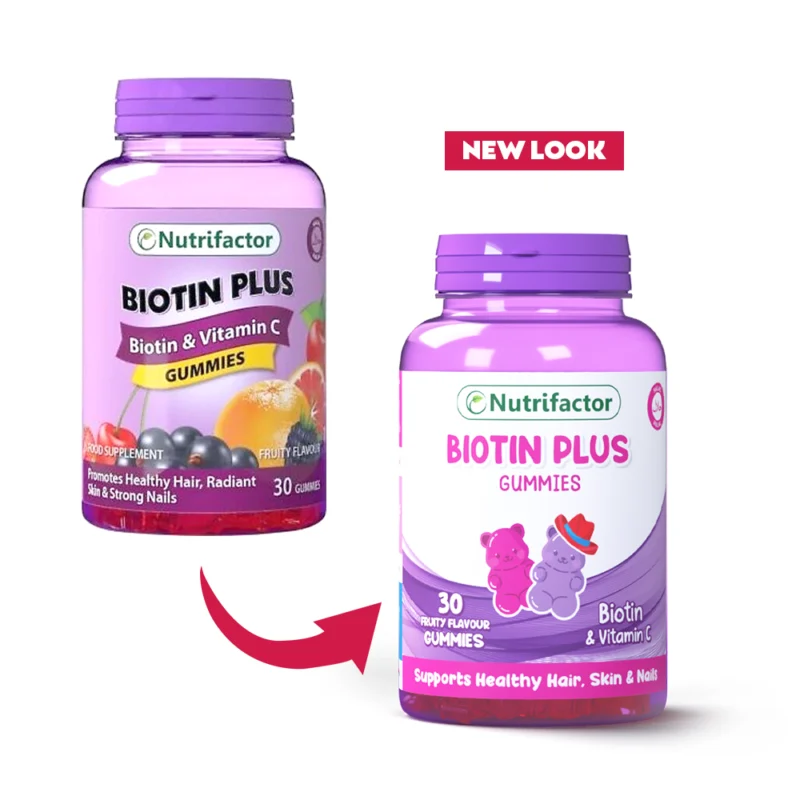 Nutrifactor Biotin Plus & Vitamin C Promotes Healthy Hair, Radiant Skin & Strong Nails 30 Gummies