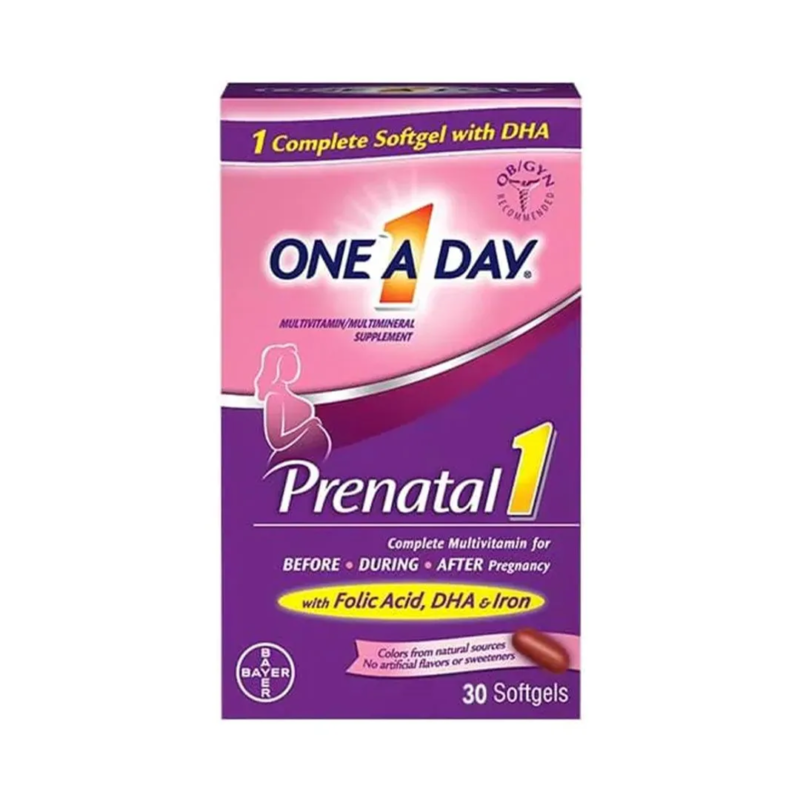 One A Day Womens Prenatal 1, Complete Multivitamin 30 Softgels (Expiry 30/07/24)