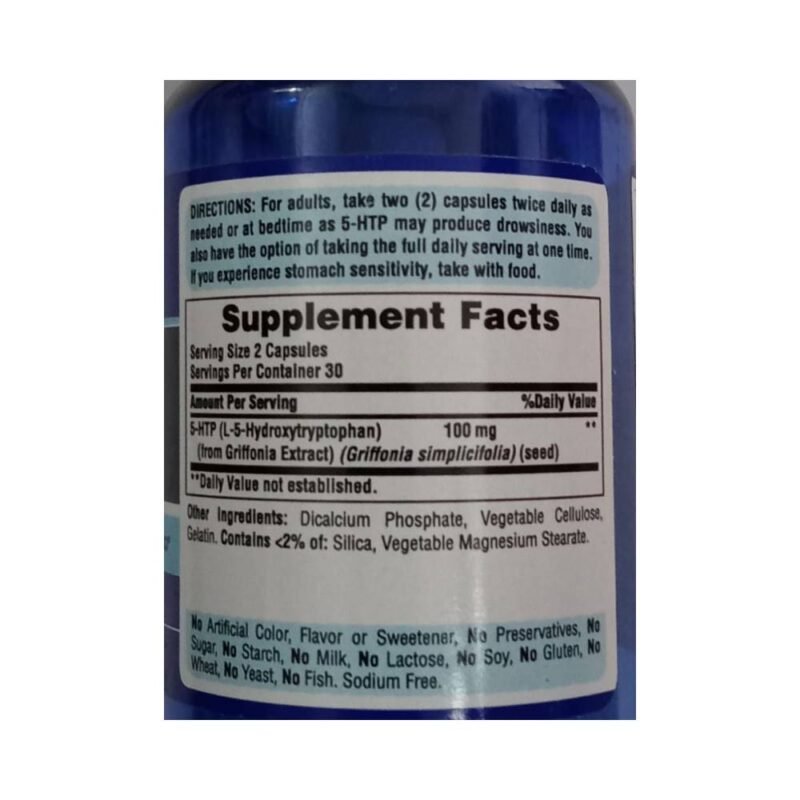 Puritans Pride 5-HTP L.5.Hydroxy Tryptophan, Promotes A Calm & Relax Mood 50mg, 60 Capsules # 53153 - Image 2