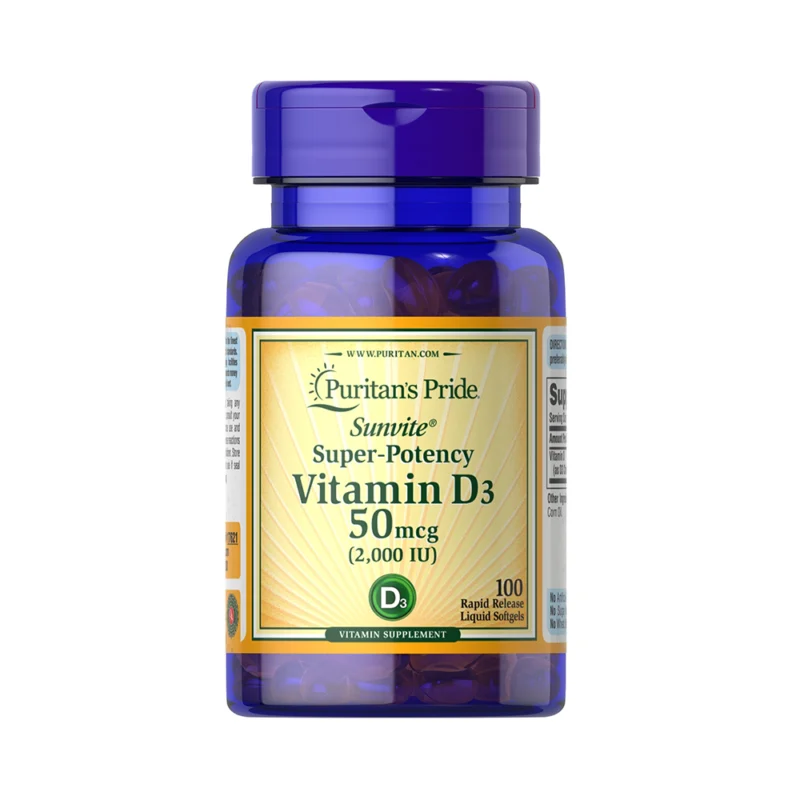 Puritans Pride Vitamin D3 50mcg (2000 IU) 100 Softgels # 17621