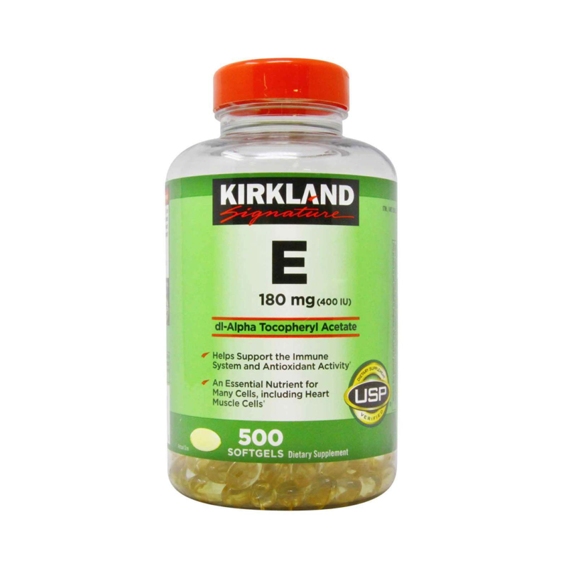 Kirkland Signature E 180 mg (400 IU) dI-Alpha Tocopheryl Acetate, Dietary Supplement, 500 Softgels