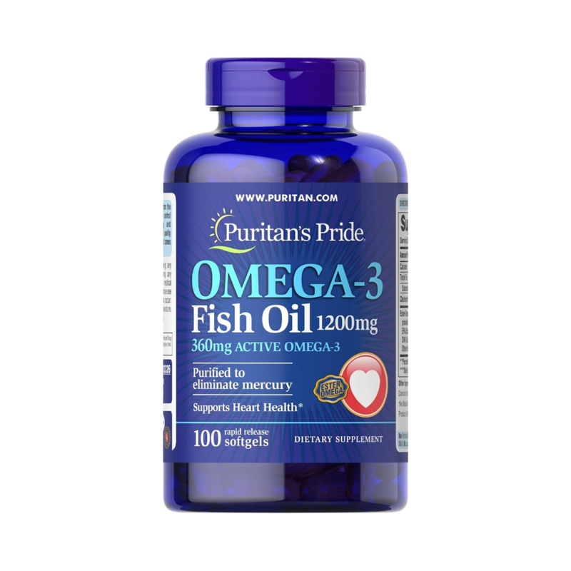 Puritans Pride Omega-3 Fish Oil 1200Mg 100 Softgels #13326