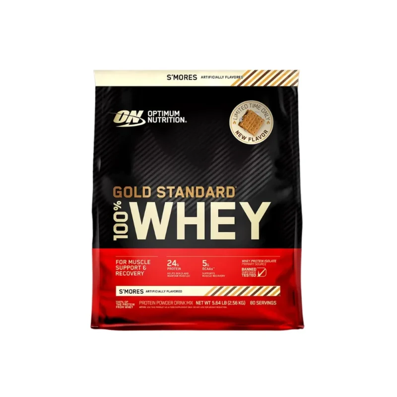 Optimum Nutrition, Gold Standard 100% Whey, Protein Powder, S'Mores, 80 Servings 5.64 LB (2.56 KG)