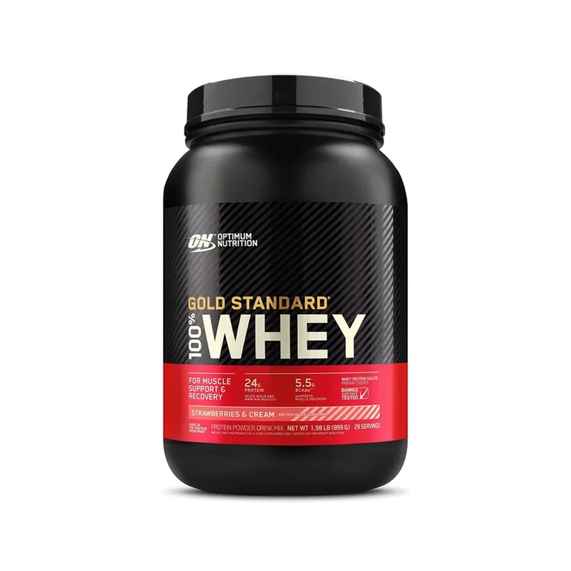 Optimum Nutrition, Gold Standard 100% Whey, Strawberries & Cream, 1.98LB (899 g) 29 Servings