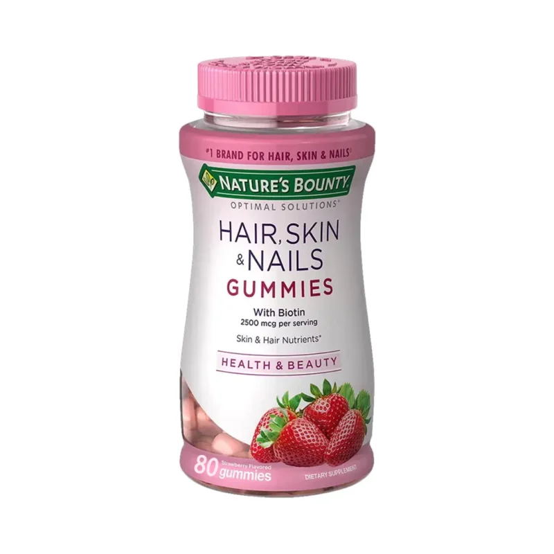 Natures Bounty Hair Skin & Nails Gummies With Biotin 2500mcg Per Serving Health and Beauty 80 Gummies (Expiry 29/02/24)